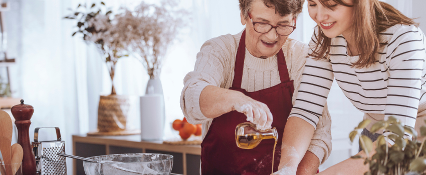 Two women cooking together